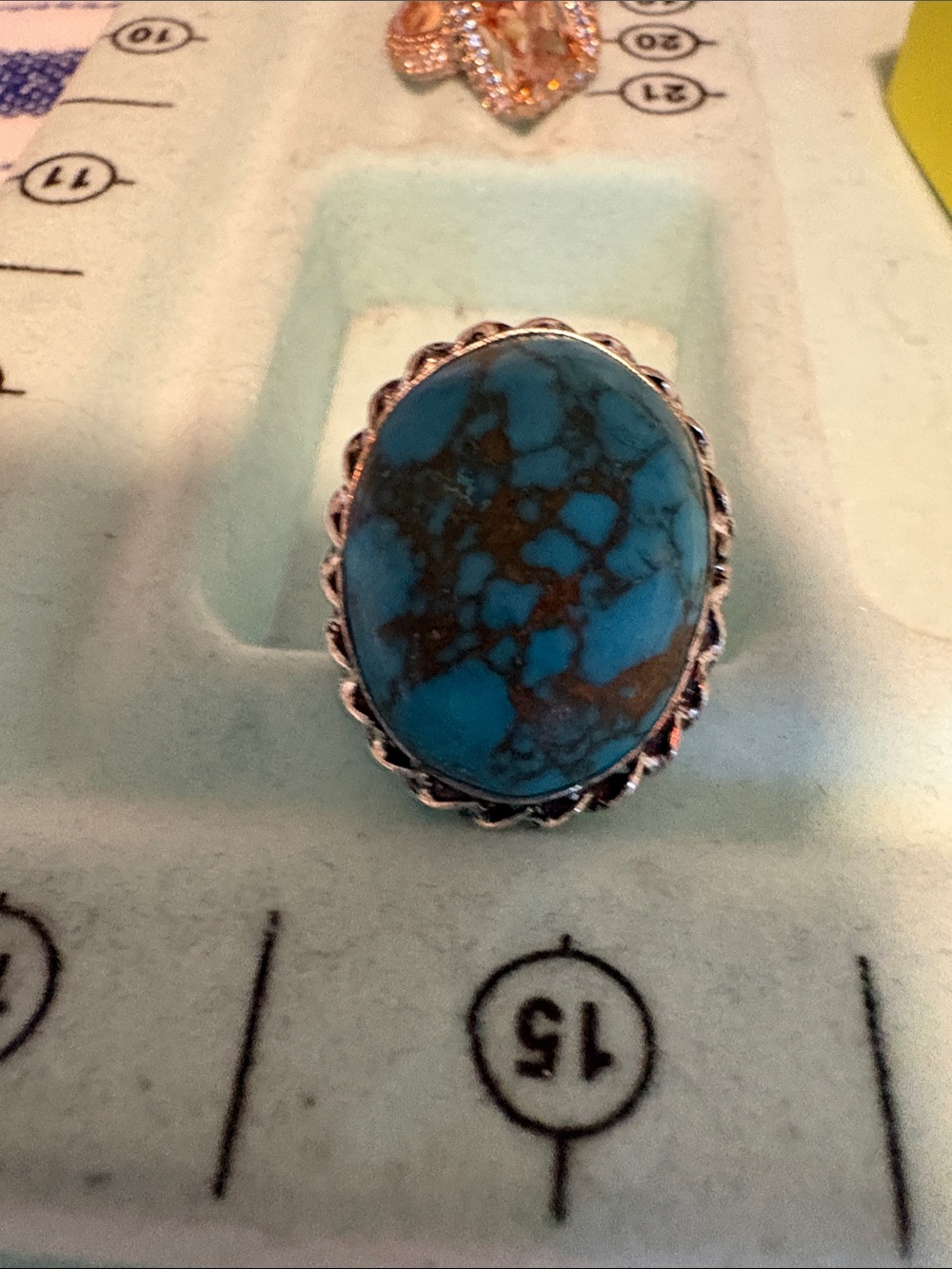Beautiful Blue Turquoise Set In 925 silver - Picture 3 of 4